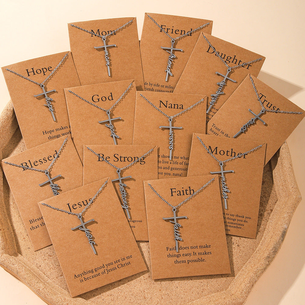 Faith Religious Gift Stainless Steel Cross Collarbone Chain Sweater Chain