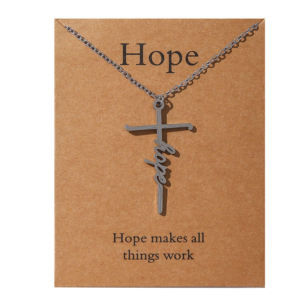 Faith Religious Gift Stainless Steel Cross Collarbone Chain Sweater Chain